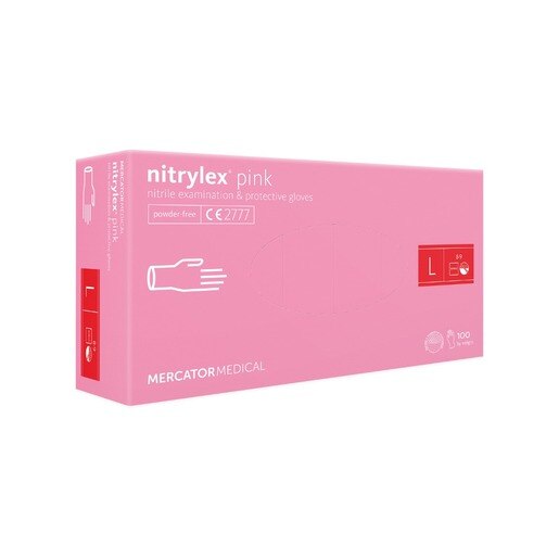 Manusi de unica folosinta MERCATOR Nitrylex Pink, nitril, marimea L, 100 buc Manusi de unica folosinta MERCATOR Nitrylex Pink, nitril, marimea L, 100 buc