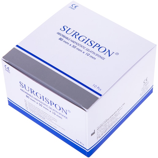 Burete hemostatic, 8 x 5 x 1 cm, 10 buc, SURGISPON Burete hemostatic, 8 x 5 x 1 cm, 10 buc, SURGISPON