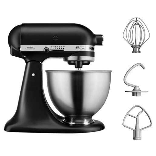 Mixer cu bol KITCHENAID Classic 5K45SSEBM, 4.3l, 275W, 10 trepte viteza, negru lucios-argintiu Mixer cu bol KITCHENAID Classic 5K45SSEBM, 4.3l, 275W, 10 trepte viteza, negru lucios-argintiu