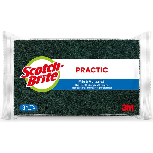 Laveta uscata SCOTCH-BRITE Practic, verde inchis, 3 bucati Laveta uscata SCOTCH-BRITE Practic, verde inchis, 3 bucati