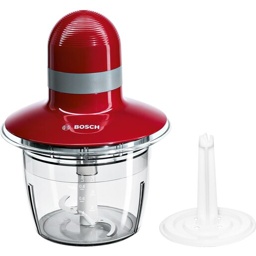Mini tocator BOSCH MMR08R2, 0.8l, 400W, 1 treapta viteza, rosu-gri Mini tocator BOSCH MMR08R2, 0.8l, 400W, 1 treapta viteza, rosu-gri
