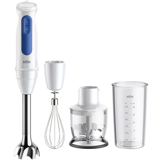 Mixer vertical BRAUN MQ30202M, 0.6l, 900W, 2 trepte viteza, alb-albastru Mixer vertical BRAUN MQ30202M, 0.6l, 900W, 2 trepte viteza, alb-albastru