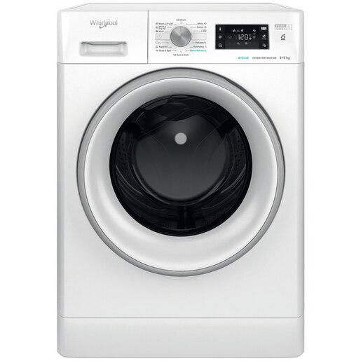Masina de spalat rufe frontala cu uscator WHIRLPOOL FFWDB 864489 SV EE, 6th Sense, 8/6 kg, 1400rpm, Clasa A/C, alb Masina de spalat rufe frontala cu uscator WHIRLPOOL FFWDB 864489 SV EE, 6th Sense, 8/6 kg, 1400rpm, Clasa A/C, alb