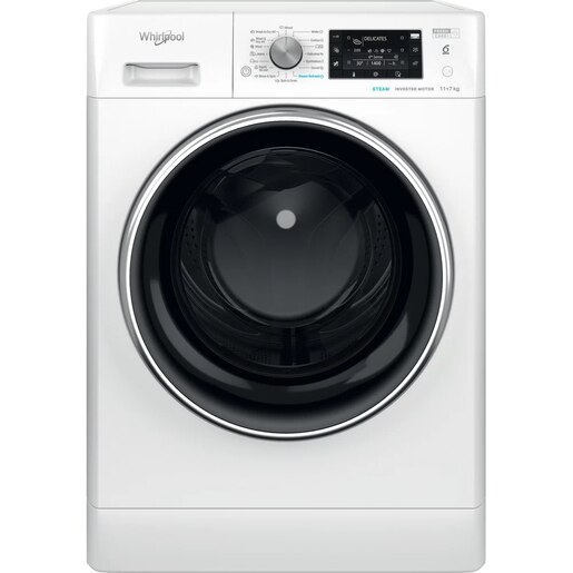 Masina de spalat rufe frontala cu uscator WHIRLPOOL FFWDD 1176258 BCV EE, 6th Sense, 11/7 kg, 1600rpm, Clasa B/E, alb Masina de spalat rufe frontala cu uscator WHIRLPOOL FFWDD 1176258 BCV EE, 6th Sense, 11/7 kg, 1600rpm, Clasa B/E, alb