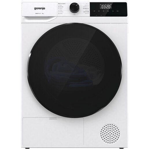 Uscator de rufe GORENJE DHNA93, Pompa de caldura, 9 kg, 15 programe, Clasa C, alb Uscator de rufe GORENJE DHNA93, Pompa de caldura, 9 kg, 15 programe, Clasa C, alb