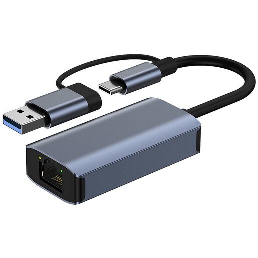 Adaptor USB C - RJ45 MYRIA MY8755, Gigabit, Space Grey Adaptor USB C - RJ45 MYRIA MY8755, Gigabit, Space Grey
