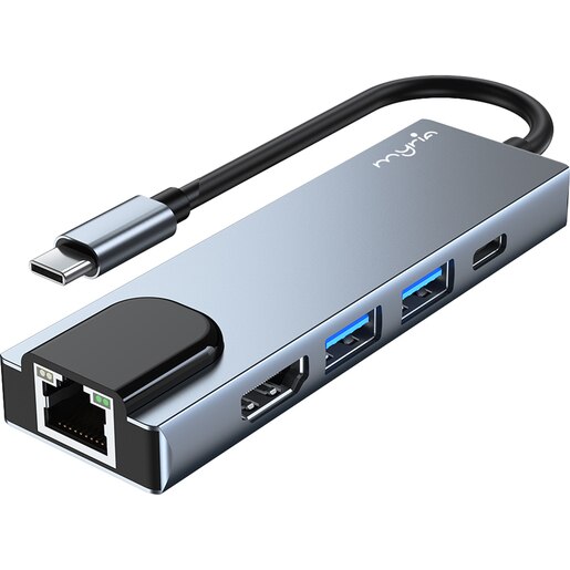 Hub USB Type-C MYRIA MY8756, USB 3.0, HDMI, Ethernet, Space Grey Hub USB Type-C MYRIA MY8756, USB 3.0, HDMI, Ethernet, Space Grey