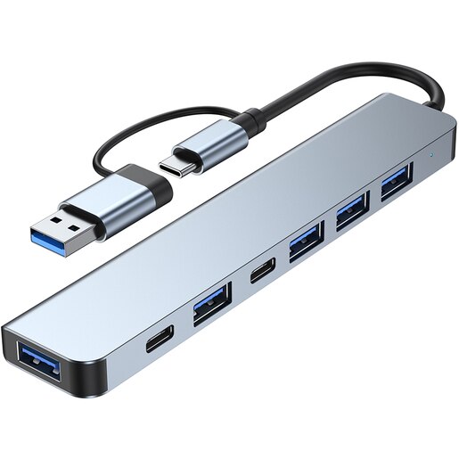 Hub USB Type-C 7 in 1 MYRIA MY8757, USB 3.0 x1, USB 2.0 x 4, USB-C PD5W, Space Grey Hub USB Type-C 7 in 1 MYRIA MY8757, USB 3.0 x1, USB 2.0 x 4, USB-C PD5W, Space Grey