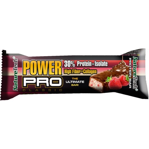 Baton energizant Power Pro cu capsuni si ciocolata, 30% proteina, 12 buc x 80 g, NATURE TECH Baton energizant Power Pro cu capsuni si ciocolata, 30% proteina, 12 buc x 80 g, NATURE TECH