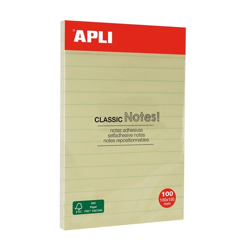 Notite autoadezive APLI, 100 file, 150 x 150mm, galben Notite autoadezive APLI, 100 file, 150 x 150mm, galben