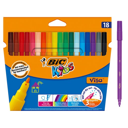 Carioci BIC Visa, 18 culori Carioci BIC Visa, 18 culori