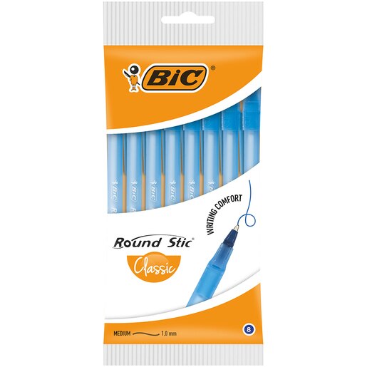 Set 8 pixuri fara mecanism BIC Round Stic, 1.0 mm, albastru Set 8 pixuri fara mecanism BIC Round Stic, 1.0 mm, albastru