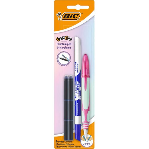 Set stilou + 6 rezerve BIC Easy Clic, 0.32 mm, diverse culori Set stilou + 6 rezerve BIC Easy Clic, 0.32 mm, diverse culori