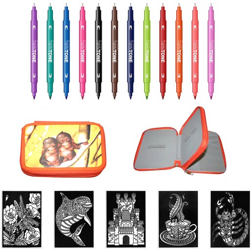 Set markere TOMBOW TwinTone, 0.3-0.8 mm, 36 culori Set markere TOMBOW TwinTone, 0.3-0.8 mm, 36 culori