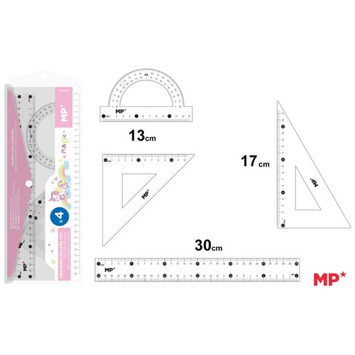 Set geometrie MP MR184140, 4 piese, transparent Set geometrie MP MR184140, 4 piese, transparent