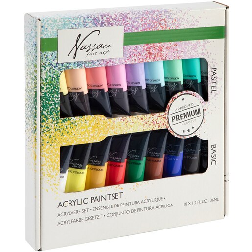 Set acrilice NASSAU Fine Art, 36 ml, 18 culori Set acrilice NASSAU Fine Art, 36 ml, 18 culori