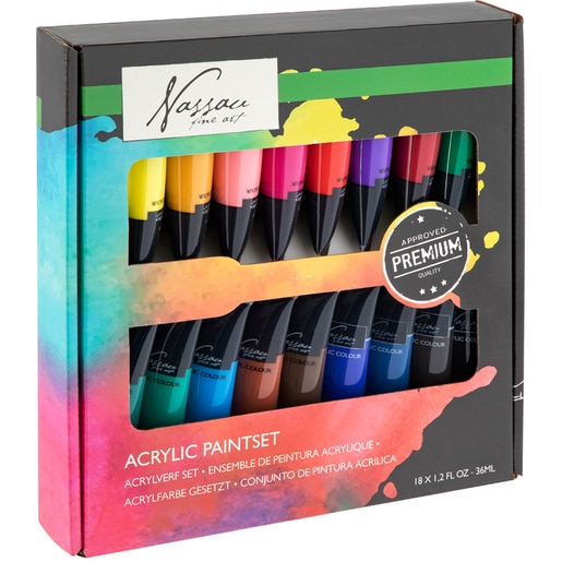 Set acrilice NASSAU Fine Art, 36 ml, 18 culori Set acrilice NASSAU Fine Art, 36 ml, 18 culori