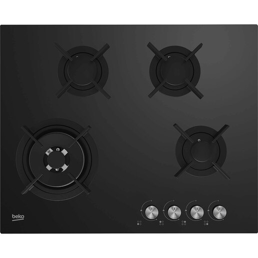 Plita incorporabila BEKO HINW64229S, Gaz, 4 arzatoare, Wok, negru Plita incorporabila BEKO HINW64229S, Gaz, 4 arzatoare, Wok, negru