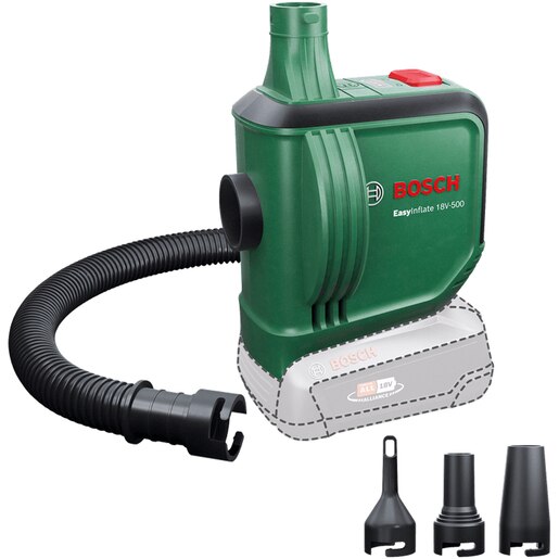 Pompa de aer BOSCH EasyInflate 18V-500, cu acumulator, 0.03 bari, 530 l/min, furtun 50 cm, verde Pompa de aer BOSCH EasyInflate 18V-500, cu acumulator, 0.03 bari, 530 l/min, furtun 50 cm, verde