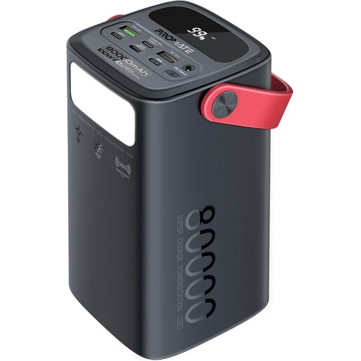 Baterie externa PROMATE PowerMine-80 Pro, 80000 mAh, 3x USB-C, 2x USB-A, negru Baterie externa PROMATE PowerMine-80 Pro, 80000 mAh, 3x USB-C, 2x USB-A, negru