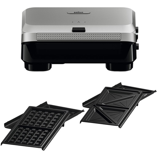 Sandwich maker BRAUN SnackMaker 5 SM5005, 800W, 2 placi detasabile, negru-argintiu Sandwich maker BRAUN SnackMaker 5 SM5005, 800W, 2 placi detasabile, negru-argintiu