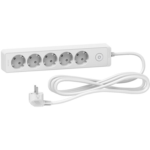 Prelungitor SCHNEIDER Unica ST9453W, 5 prize Schuko, 3m, intrerupator, alb Prelungitor SCHNEIDER Unica ST9453W, 5 prize Schuko, 3m, intrerupator, alb