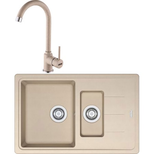 Pachet chiuveta FRANKE BFG 651-78, 1 1/2 cuve, picurator reversibil, granit + baterie Pola, avena Pachet chiuveta FRANKE BFG 651-78, 1 1/2 cuve, picurator reversibil, granit + baterie Pola, avena