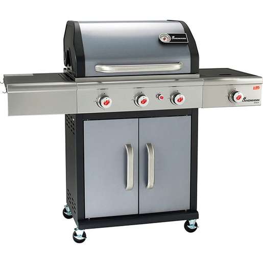 Gratar pe gaz LANDMANN TRITON 3.1, 65 x 44, 3 + 1 arzatoare, 4 role, grafit Gratar pe gaz LANDMANN TRITON 3.1, 65 x 44, 3 + 1 arzatoare, 4 role, grafit