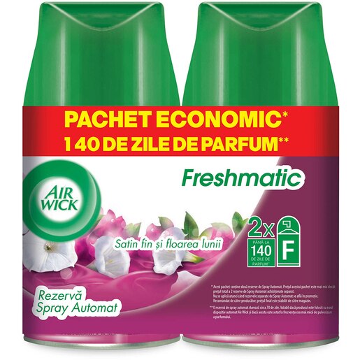 Pachet rezerve odorizant camera AIR WICK Freshmatic Satin/Moon Lily, 2x250ml Pachet rezerve odorizant camera AIR WICK Freshmatic Satin/Moon Lily, 2x250ml