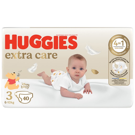 Scutece HUGGIES Extra Care Jumbo nr 3, Unisex, 6-10 kg, 40 buc Scutece HUGGIES Extra Care Jumbo nr 3, Unisex, 6-10 kg, 40 buc