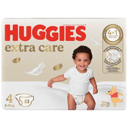 Scutece HUGGIES Extra Care Jumbo nr 4, Unisex, 8-16 kg, 33 buc Scutece HUGGIES Extra Care Jumbo nr 4, Unisex, 8-16 kg, 33 buc