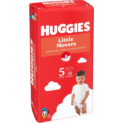 Scutece HUGGIES Little Movers Mega nr 5, Unisex, 12-22 kg, 58 buc Scutece HUGGIES Little Movers Mega nr 5, Unisex, 12-22 kg, 58 buc