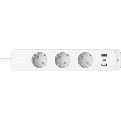 Prelungitor smart cu protectie TP-LINK Tapo P300, 3 prize, 2 x USB-A, 1 x USB-C, alb Prelungitor smart cu protectie TP-LINK Tapo P300, 3 prize, 2 x USB-A, 1 x USB-C, alb
