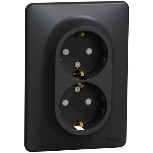 Priza dubla SCHNEIDER Sedna Design SDD314221, IP20, Obturatoare, antracit Priza dubla SCHNEIDER Sedna Design SDD314221, IP20, Obturatoare, antracit