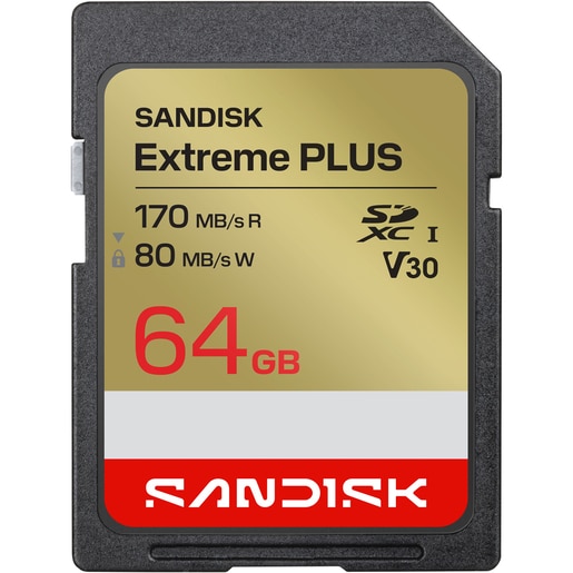 Card de memorie SANDISK Extreme Plus SD, SDXC, 64GB, 80MB/s, clasa 10 Card de memorie SANDISK Extreme Plus SD, SDXC, 64GB, 80MB/s, clasa 10