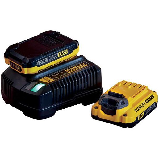 Set incarcator si acumulator pentru scule electrice STANLEY FatMax V20, 18V, 2 x 2.0Ah, Li Ion Set incarcator si acumulator pentru scule electrice STANLEY FatMax V20, 18V, 2 x 2.0Ah, Li Ion