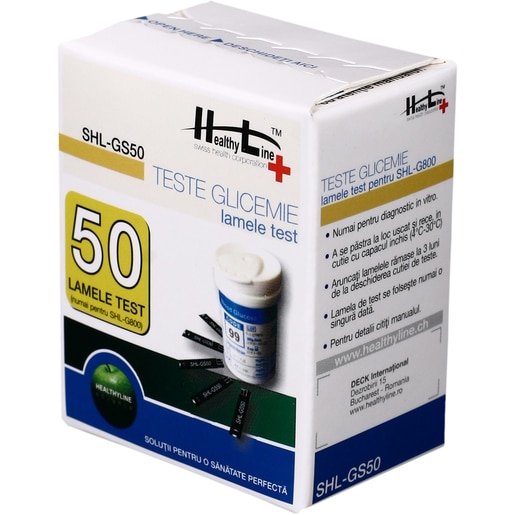 Teste glicemie HEALTHYLINE SHL-GS50, 50 bucati Teste glicemie HEALTHYLINE SHL-GS50, 50 bucati