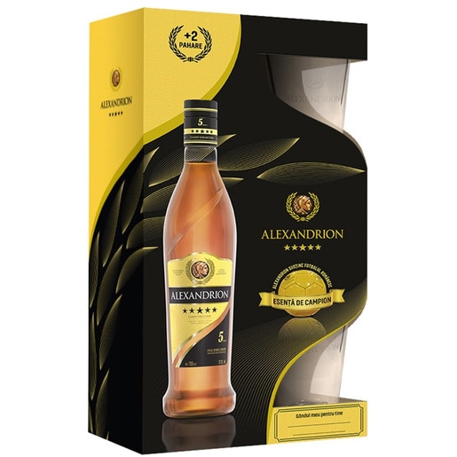 Brandy Alexandrion 5, 0.7L + 2 pahare Brandy Alexandrion 5, 0.7L + 2 pahare