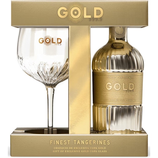 Set Gin Gold 999.9, 0.7L + 1 pahar Set Gin Gold 999.9, 0.7L + 1 pahar