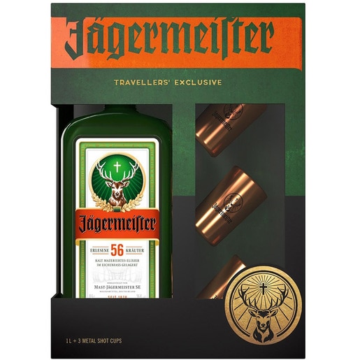 Set Lichior Jagermeister, 1L + 3 shots Set Lichior Jagermeister, 1L + 3 shots