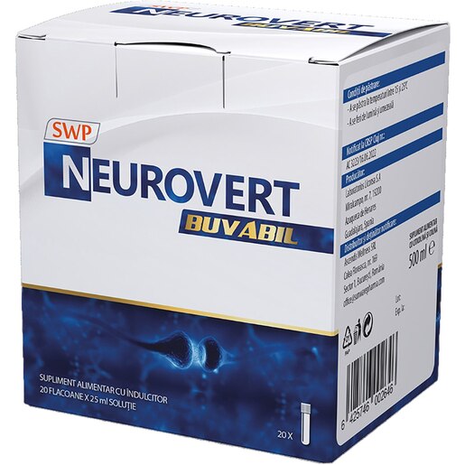 Supliment Neurovert buvabil, 20 fiole x 25ml, SUN WAVE Supliment Neurovert buvabil, 20 fiole x 25ml, SUN WAVE