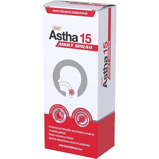 Supliment alimentar Astha 15 Adult Spray bucofaringian, 30 ml, Sun Wave Pharma Supliment alimentar Astha 15 Adult Spray bucofaringian, 30 ml, Sun Wave Pharma