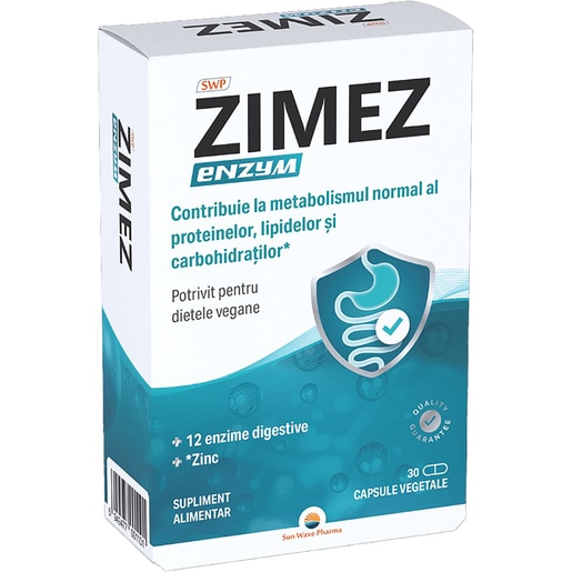Supliment Zimez Enzym, 30 capsule vegetale, SUN WAVE PHARMA Supliment Zimez Enzym, 30 capsule vegetale, SUN WAVE PHARMA