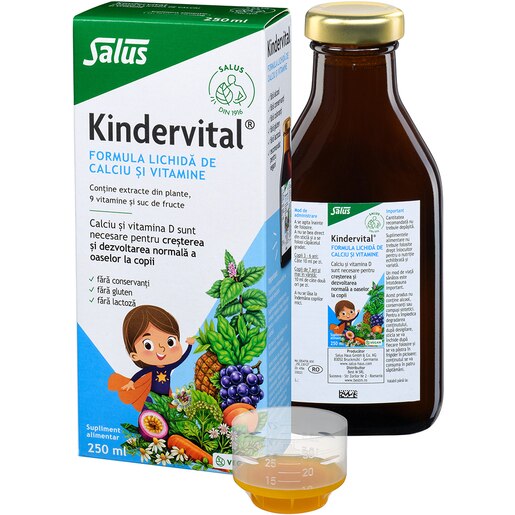 Formula lichida Kindervital de calciu si vitamine, 250 ml, SALUS Formula lichida Kindervital de calciu si vitamine, 250 ml, SALUS
