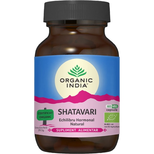 Supliment alimentar Shatavari Echilibrul hormonal natural, 60 capsule, ORGANIC INDIA Supliment alimentar Shatavari Echilibrul hormonal natural, 60 capsule, ORGANIC INDIA