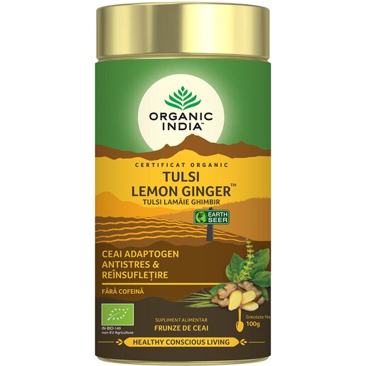 Ceai ORGANIC INDIA Tulsi Lamaie si Ghimbir, 100g Ceai ORGANIC INDIA Tulsi Lamaie si Ghimbir, 100g