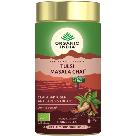 Ceai ORGANIC INDIA Tulsi Masala Chai, 100g Ceai ORGANIC INDIA Tulsi Masala Chai, 100g