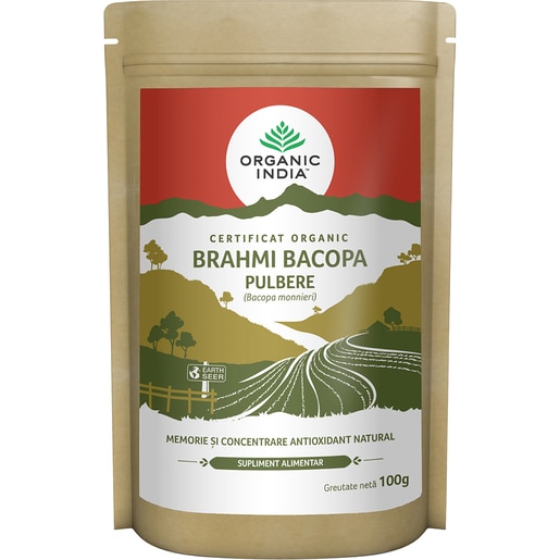 Brahmi Bacopa pulbere tonic memorie, 100 g, ORGANIC INDIA Brahmi Bacopa pulbere tonic memorie, 100 g, ORGANIC INDIA