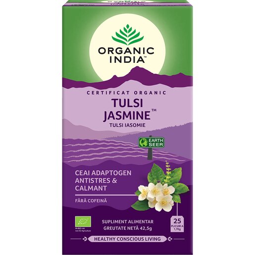 Ceai ORGANIC INDIA Tulsi Iasomie, 25 plicuri, 42.5g Ceai ORGANIC INDIA Tulsi Iasomie, 25 plicuri, 42.5g