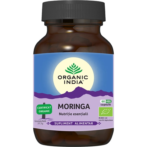 Supliment alimentar Moringa Nutritie esentiala, 60 capsule, ORGANIC INDIA Supliment alimentar Moringa Nutritie esentiala, 60 capsule, ORGANIC INDIA
